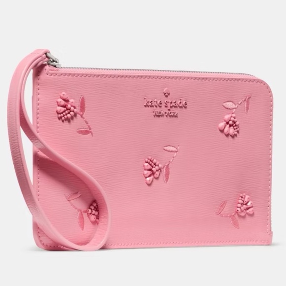Kate Spade Lucy Floral Wristlet in Grapefruit Soda